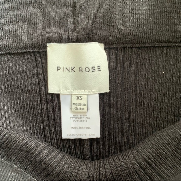 PINK ROSE BLACK RIBBED PANTS - Picture 9 of 10